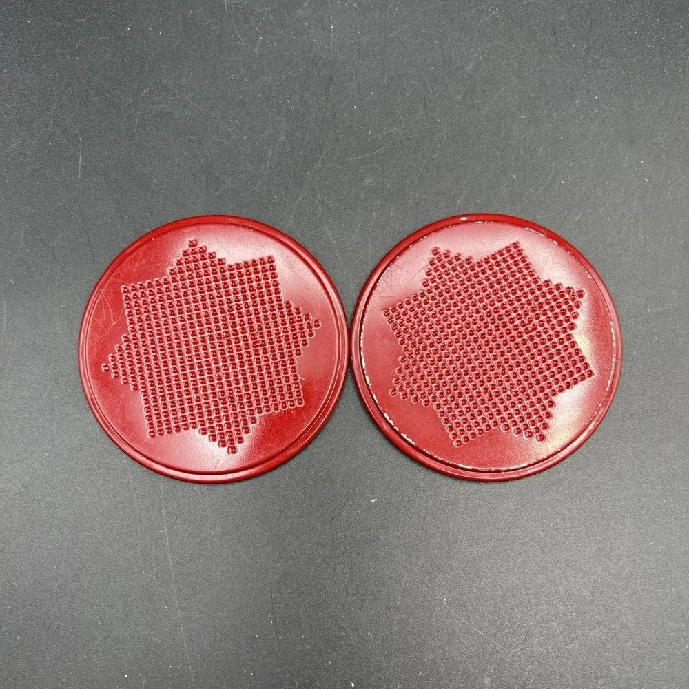 Vtg‎ Scottish Terriers Round Metal Mini Coasters Red Rim - 3